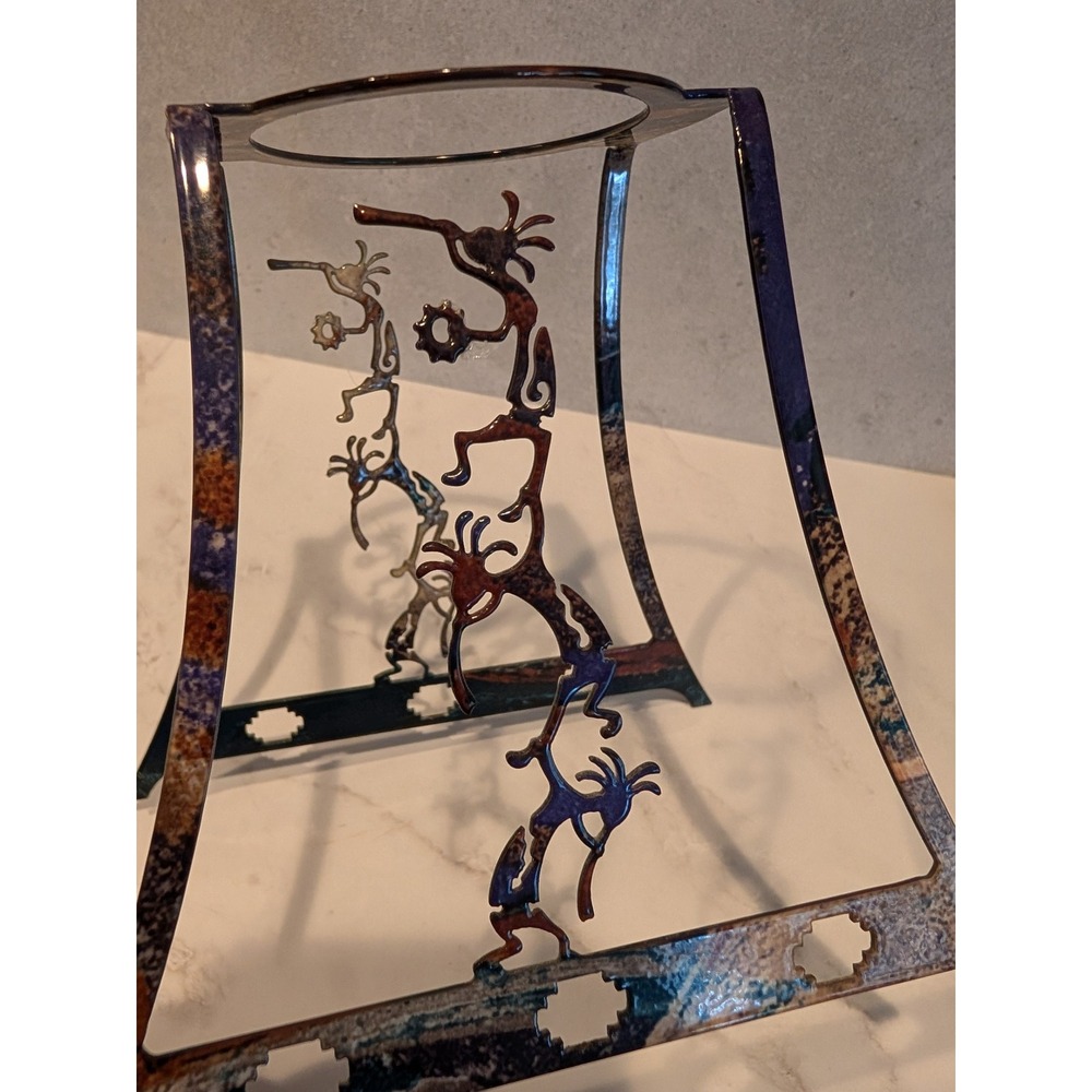 Vintage Kokopelli Metal Candle Holder‎ Heat Patina Southwestern Decor Stand